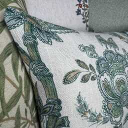 "Green Floral Lumbar Pillow Cover Sanderson Designer Fabric, 12"" X 20" - thumbnail 3