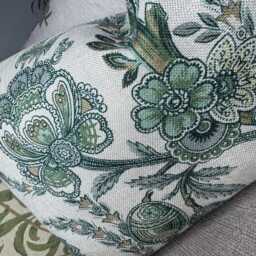 "Green Floral Lumbar Pillow Cover Sanderson Designer Fabric, 12"" X 20" - thumbnail 2