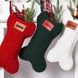 Personalized Knitted Christmas Stocking Embroidered Dog Bone Design - thumbnail 4