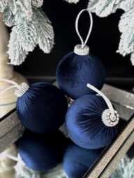 Navy Blue Christmas Velvet Decoration 3.15