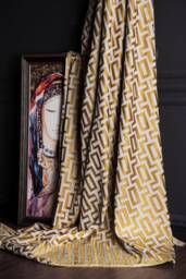 Gold Striped Curtain Panel Luxury Geometric Drape, Custom Size - thumbnail 1