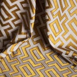 Gold Striped Curtain Panel Luxury Geometric Drape, Custom Size - thumbnail 2