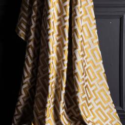 Gold Striped Curtain Panel Luxury Geometric Drape, Custom Size - thumbnail 3