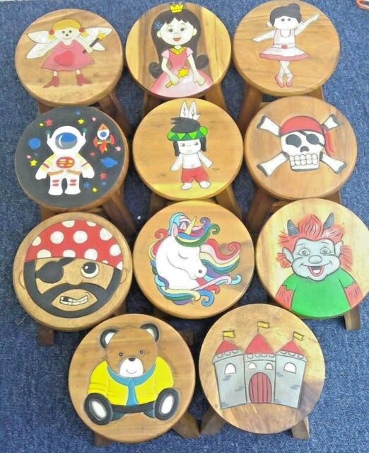 Children's Wooden Stools. Handcrafted Stool. Step Stool. Differing Designs For Children's Nursery, Playroom, Christening Gifts - image 1