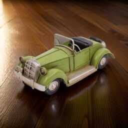 Antique Green Drophead Car Model, Handpainted Metal Desk Accessory - thumbnail 2
