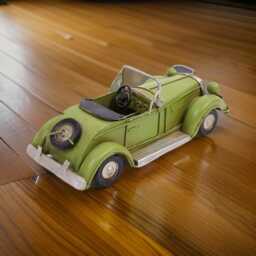 Antique Green Drophead Car Model, Handpainted Metal Desk Accessory - thumbnail 3