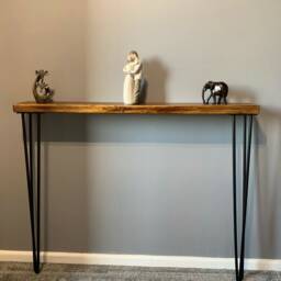 Rustic Radiator Cover With Hairpin Legs - Scaffold Board Hallway Table Made From Solid Reclaimed Wood Console Table, Shelve - thumbnail 3