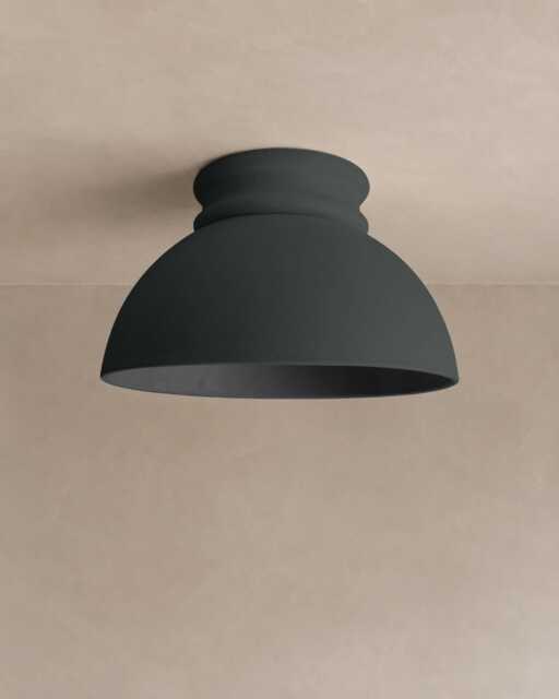 Large Pompeii - Ceramic Flush Mount Ceiling Light Handmade Minimalist Dome Fixture in Shadow Charcoal Gray - image 1