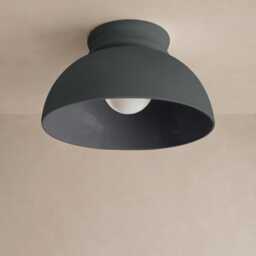 Large Pompeii - Ceramic Flush Mount Ceiling Light Handmade Minimalist Dome Fixture in Shadow Charcoal Gray - thumbnail 3