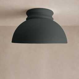 Large Pompeii - Ceramic Flush Mount Ceiling Light Handmade Minimalist Dome Fixture in Shadow Charcoal Gray - thumbnail 2