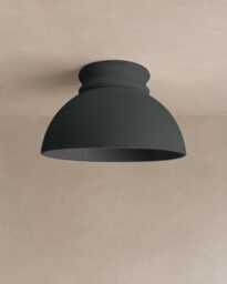 Large Pompeii - Ceramic Flush Mount Ceiling Light Handmade Minimalist Dome Fixture in Shadow Charcoal Gray - thumbnail 1