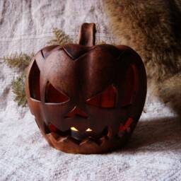 Ceramic Pumpkin Jack-O'-Lantern - thumbnail 3