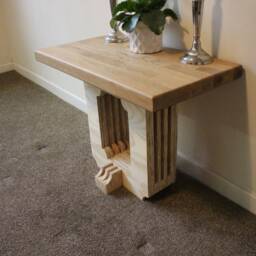 Square Wood Coffee Table With Oak Top Art-Deco, Handmade Wooden For Home, Office - thumbnail 2