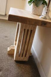 Square Wood Coffee Table With Oak Top Art-Deco, Handmade Wooden For Home, Office - thumbnail 1