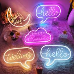 Neon Signs Mini Sign Bedroom Custom Name Quate Kids Heart Small Sweet Dreams Room Wall Decoration Tabletop - thumbnail 1