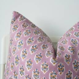 "Block Print Pillow Cover Floral Batik, Ethnic Indian Textile - 20"" X 20" - thumbnail 2
