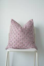 "Block Print Pillow Cover Floral Batik, Ethnic Indian Textile - 20"" X 20" - thumbnail 1