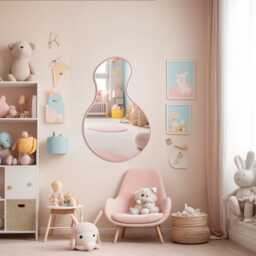 Soft Curve Nursery Mirror, Scandinavian Wall Art, Modern Decor - thumbnail 2