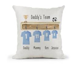 Personalised Football Team Dad Grandad , Family Cushion Cream Canvas Cushion, Sport, New Home Gift Family Gift, Fathers Day Gift - thumbnail 1