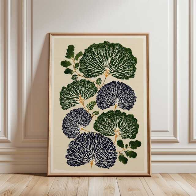 Green Botanical Poster - Leaf Branch Illustration Nature Inspired Wall Art - image 1