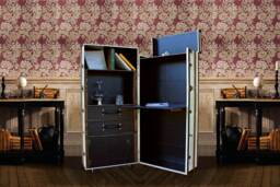 Vintage Style Desk Steamer Trunk - Elegant Home Office Luxury Bookcase _ Fitzgerald