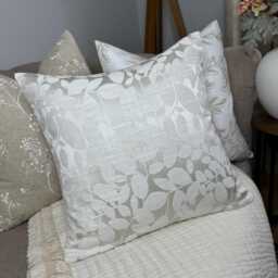 Decorative Cushion Cover, Leaf Design Pillow Cover, Ivory Champagne Throw Double Sided - Designer Fabric - thumbnail 4