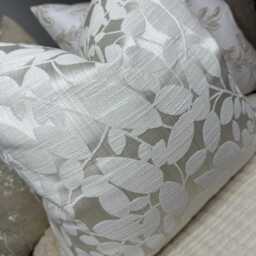 Decorative Cushion Cover, Leaf Design Pillow Cover, Ivory Champagne Throw Double Sided - Designer Fabric - thumbnail 3