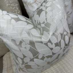Decorative Cushion Cover, Leaf Design Pillow Cover, Ivory Champagne Throw Double Sided - Designer Fabric - thumbnail 2