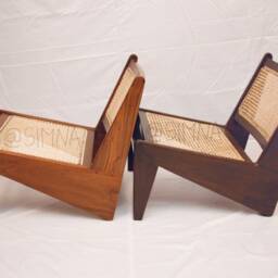 Mid-Century Kangaroo Chair Handcrafted Teak & Cane, Jeanneret Inspired - thumbnail 3