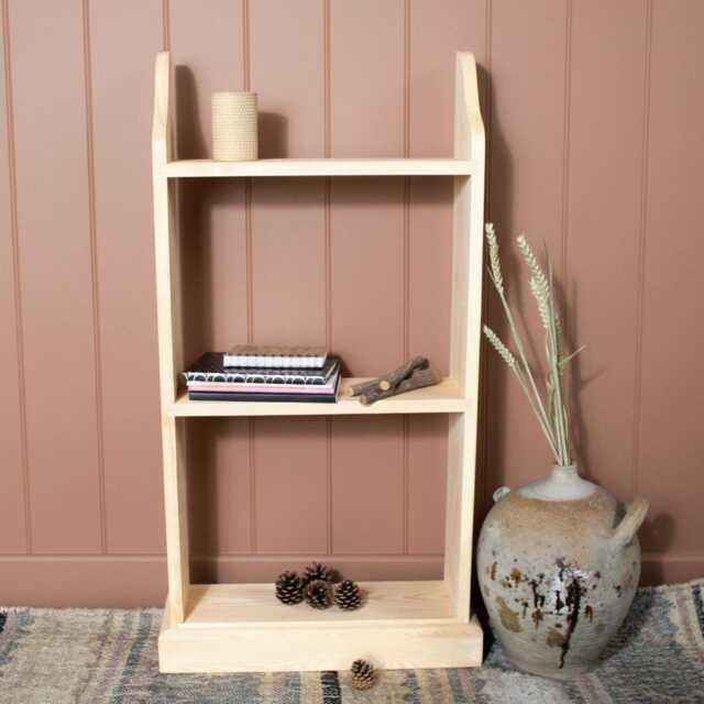 Free Stand Bookcase Solid Wood Oiled Finish - image 1
