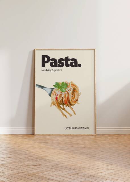 Kitchen Pasta Print, Retro Poster, Food Dining Room Wall Art, Spaghetti Decor, Cool Art - image 1