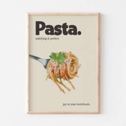Kitchen Pasta Print, Retro Poster, Food Dining Room Wall Art, Spaghetti Decor, Cool Art - thumbnail 3