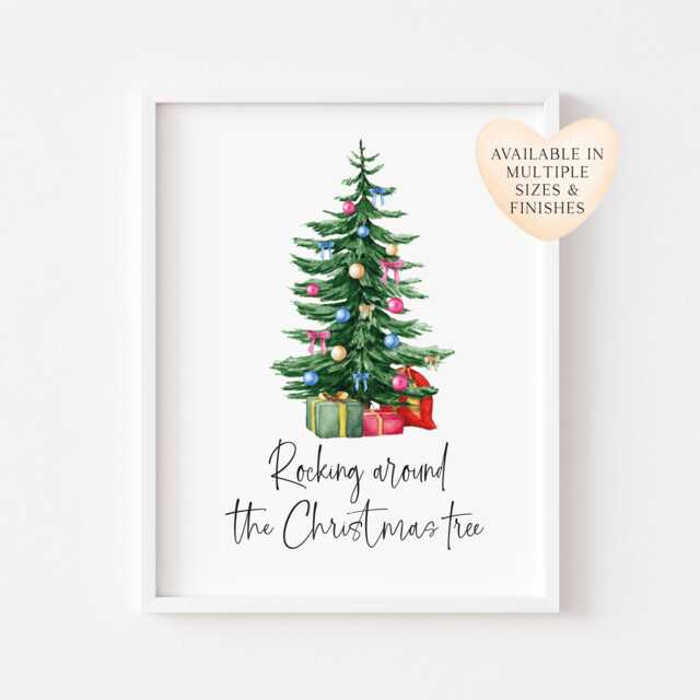 Christmas Tree Print Watercolour Holiday Wall Art - Unframed - image 1