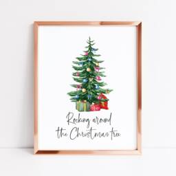 Christmas Tree Print Watercolour Holiday Wall Art - Unframed - thumbnail 3