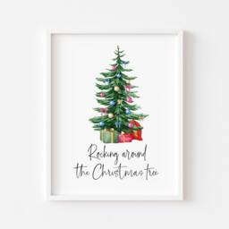 Christmas Tree Print Watercolour Holiday Wall Art - Unframed - thumbnail 2