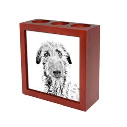 Scottish Deerhound - Wooden Stand For Candles/Pens With The Image Of A Dog New Collection - thumbnail 1