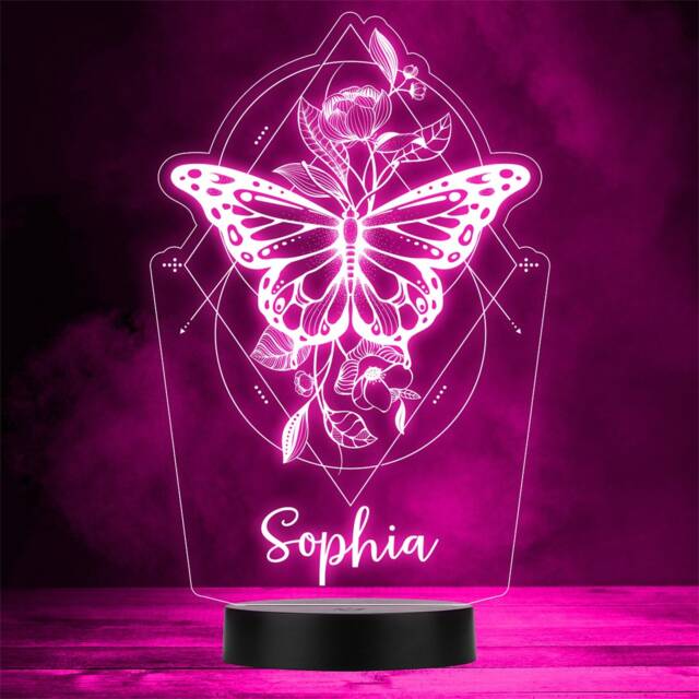 Mystical Symbol Elegant Butterfly Spiritual Personalised Gift Colour Night Light - image 1