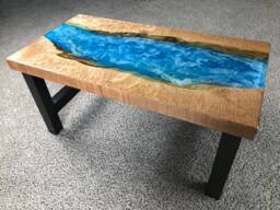 Epoxy Resin Ocean & Maple Coffee Table