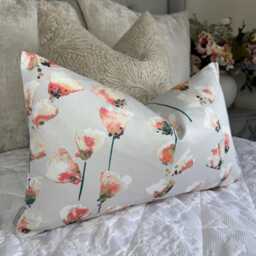 Floral Blush Cushion Cover, Decorative Pillow Cover For Sofa Bed 12x 20, Satin Cotton Case, Handmade Honor Fabric Romo