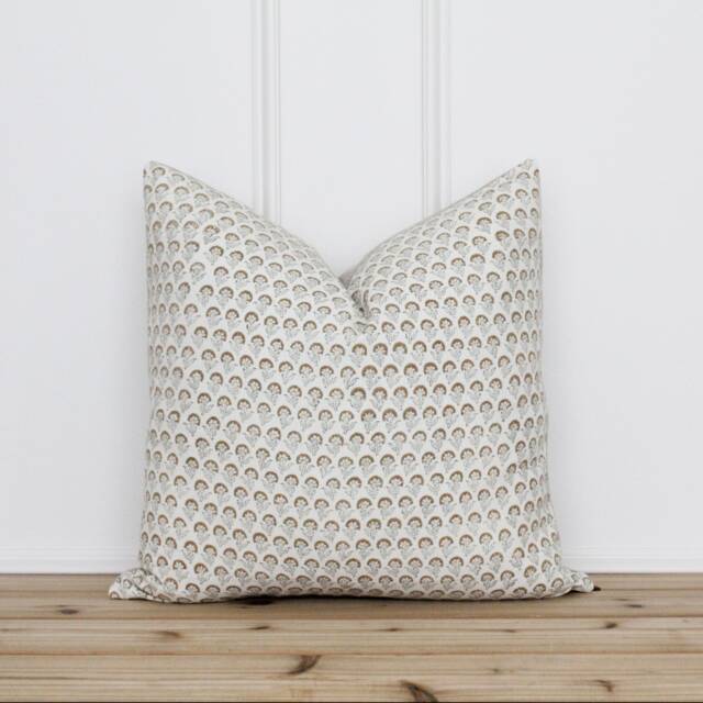 Hand Block Botanical Pillow Cover - Indian Floral Printed Decorative 20 X 16 26 -- Atlas - image 1