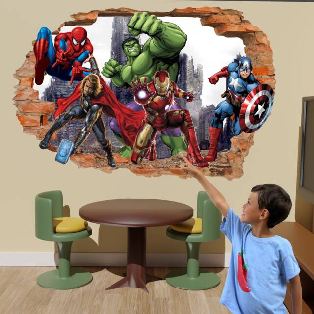 Avengers Wall Stickers Captain America Spiderman Hulk Ironman Superhero Decal Mural Poster Decor 1108 - image 1