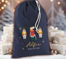 Personalised Christmas Sack - Merry Children's Gifts Girls Boys Stockings- Eve Bag- Nutcracker - thumbnail 1