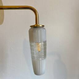 Vintage Tulip Wall Lamp in White & Transparent Glass - thumbnail 3