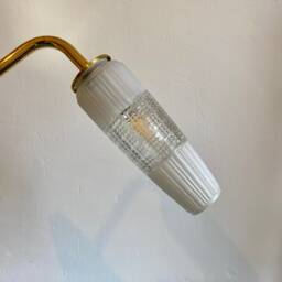 Vintage Tulip Wall Lamp in White & Transparent Glass - thumbnail 1