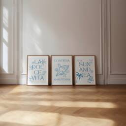 Set Of 3 Prints - La Dolce Vita Print Amalfi Coast Italy Dolce Vita Poster Travel Print Italian Summer - thumbnail 2