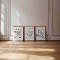 Set Of 3 Prints - La Dolce Vita Print Amalfi Coast Italy Dolce Vita Poster Travel Print Italian Summer - thumbnail 1