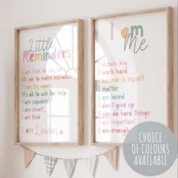 Set Of 2 Personalised Affirmation Prints, Rainbow Wall Art, Girls Bedroom Decor, Nursery Playroom, Motivational Prints - thumbnail 1