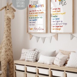 Set Of 2 Personalised Affirmation Prints, Rainbow Wall Art, Girls Bedroom Decor, Nursery Playroom, Motivational Prints - thumbnail 3