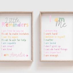 Set Of 2 Personalised Affirmation Prints, Rainbow Wall Art, Girls Bedroom Decor, Nursery Playroom, Motivational Prints - thumbnail 2