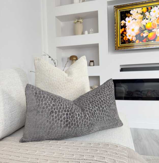 Embossed Chenille Gray Lumbar Pillow Cover Decorative Accent Covers Grey Cushion - All Sizes - image 1